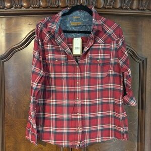 Jachs Girlfriend Bea women’s Medium longsleeve pearl snap front flannel